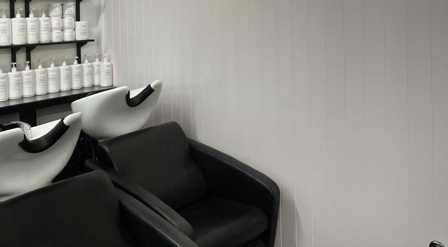 Chic salon wash station and product display at HWA Studio - Glenbrook, Glenbrook, New South Wales, AU.