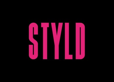 STYLD logo in vibrant pink on black background at South Parade, Bath, England, GB