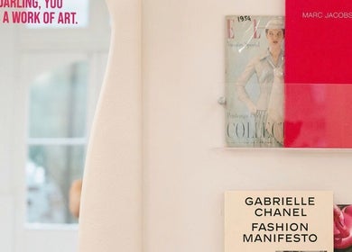 STYLD venue decor featuring fashion magazines and art quote in South Parade, Bath, England, GB.