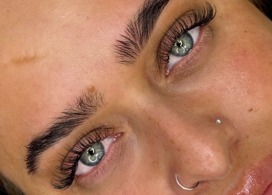Close-up of enhanced eyelashes at Face Studios, Coulsdon, England, GB showcasing beauty services.