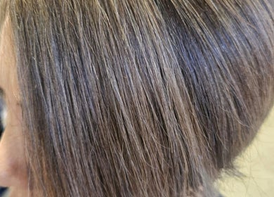 Close-up of sleek, shiny hair at Style and Smile Beauty Parlour, Hamilton, Waikato, NZ.