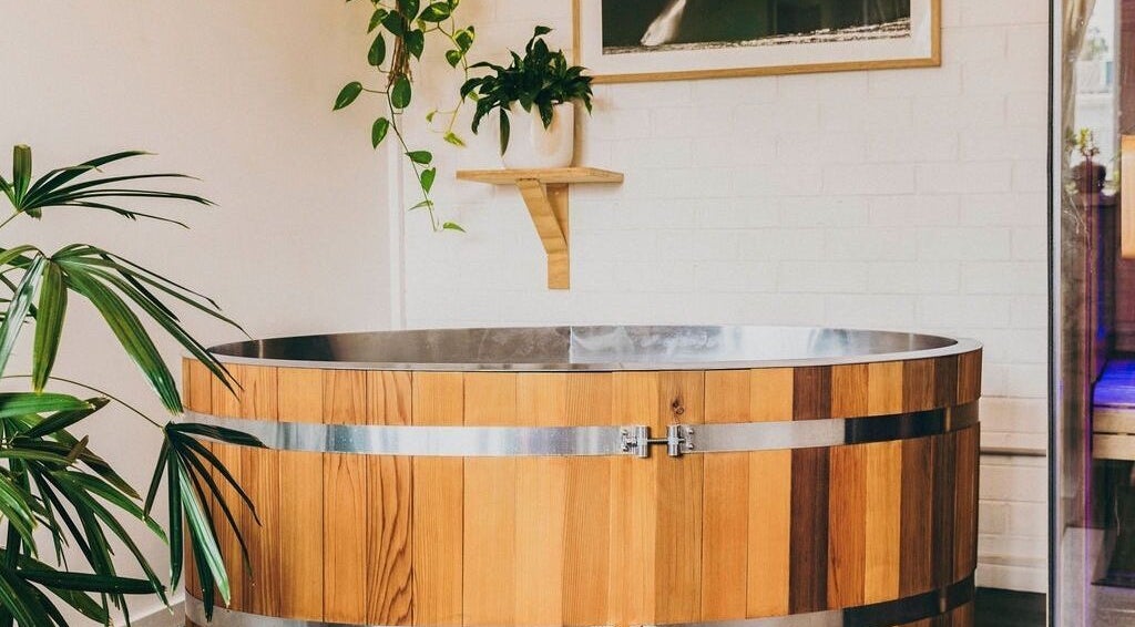 Elegant wooden tub in tranquil setting at The Heal Zone - Avalon, Avalon Beach, New South Wales, AU.
