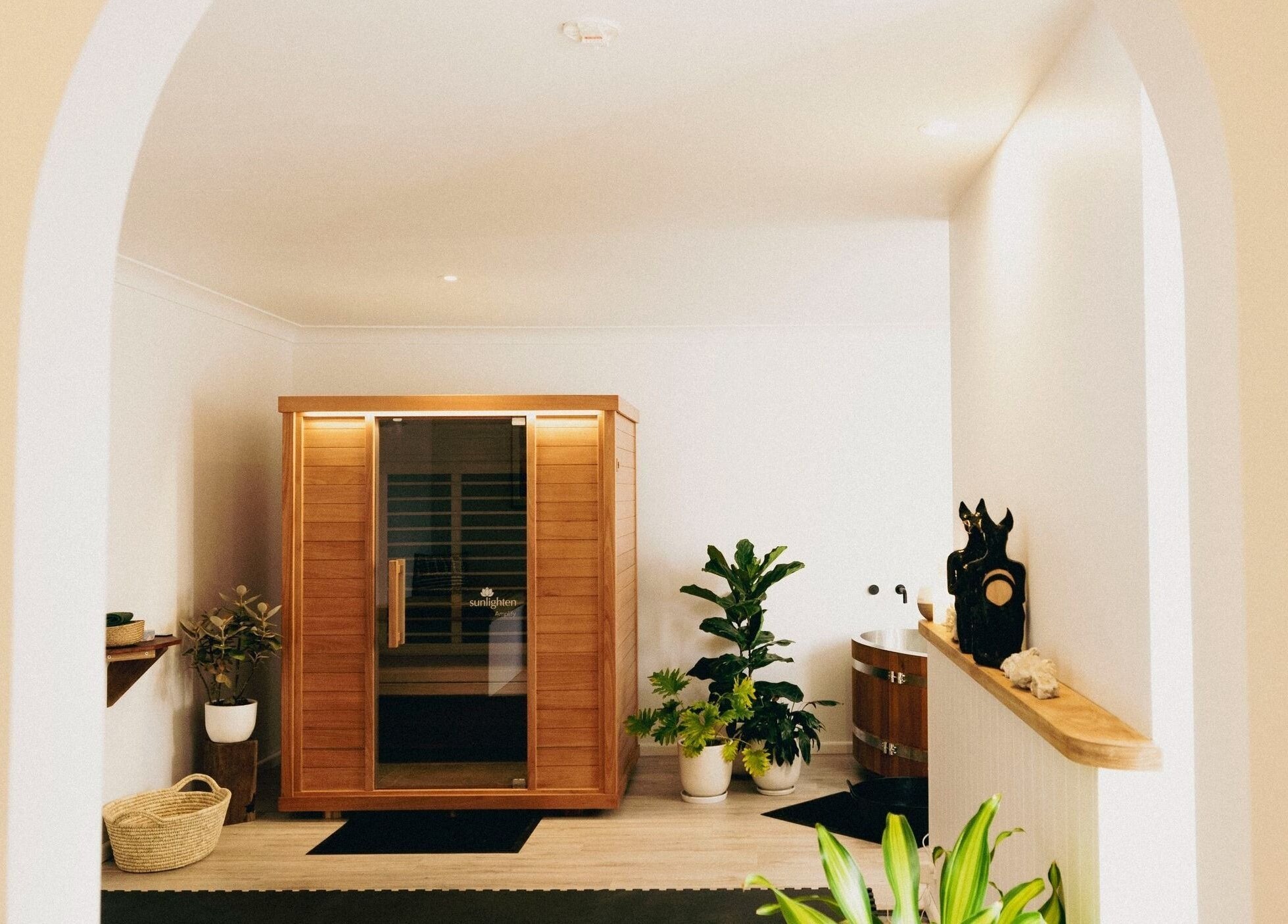Luxurious sauna room at The Heal Zone - Avalon, Avalon Beach, New South Wales, AU, showcasing elegance and relaxation.