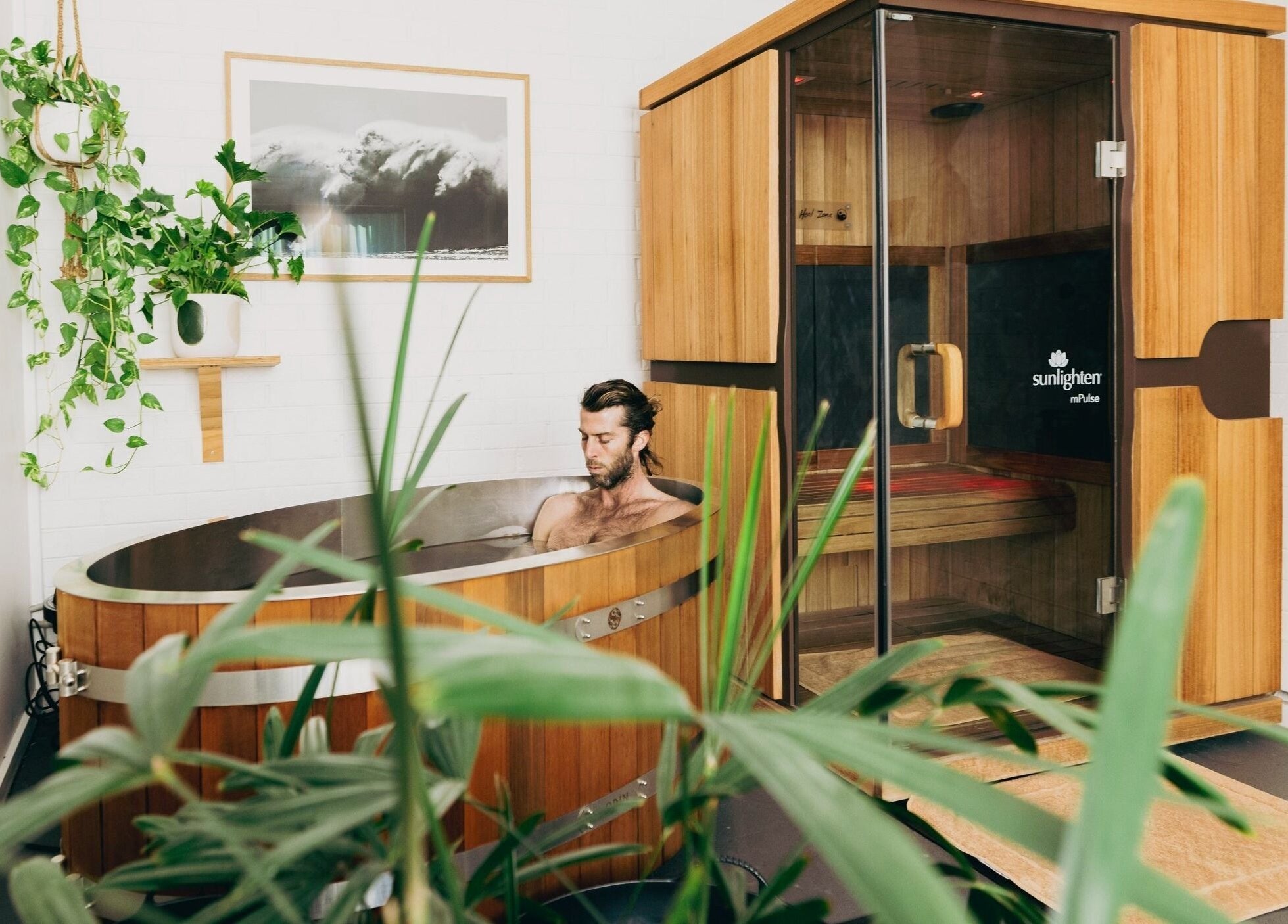 Relaxing sauna and hot tub at The Heal Zone - Avalon in Avalon Beach, New South Wales, AU, offering a calming wellness vibe.