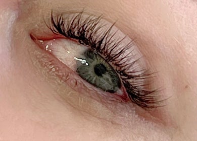 Close-up of eyelash extensions at Eyelash Home, Coomera, Queensland, AU.