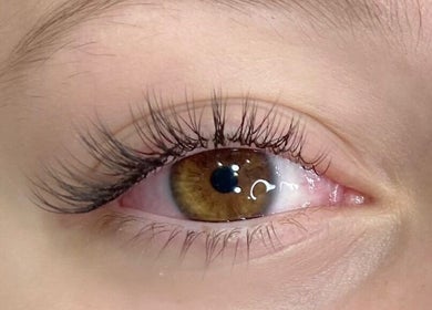 Close-up of expertly crafted eyelash extensions at Eyelash Home, Coomera, Queensland, AU.