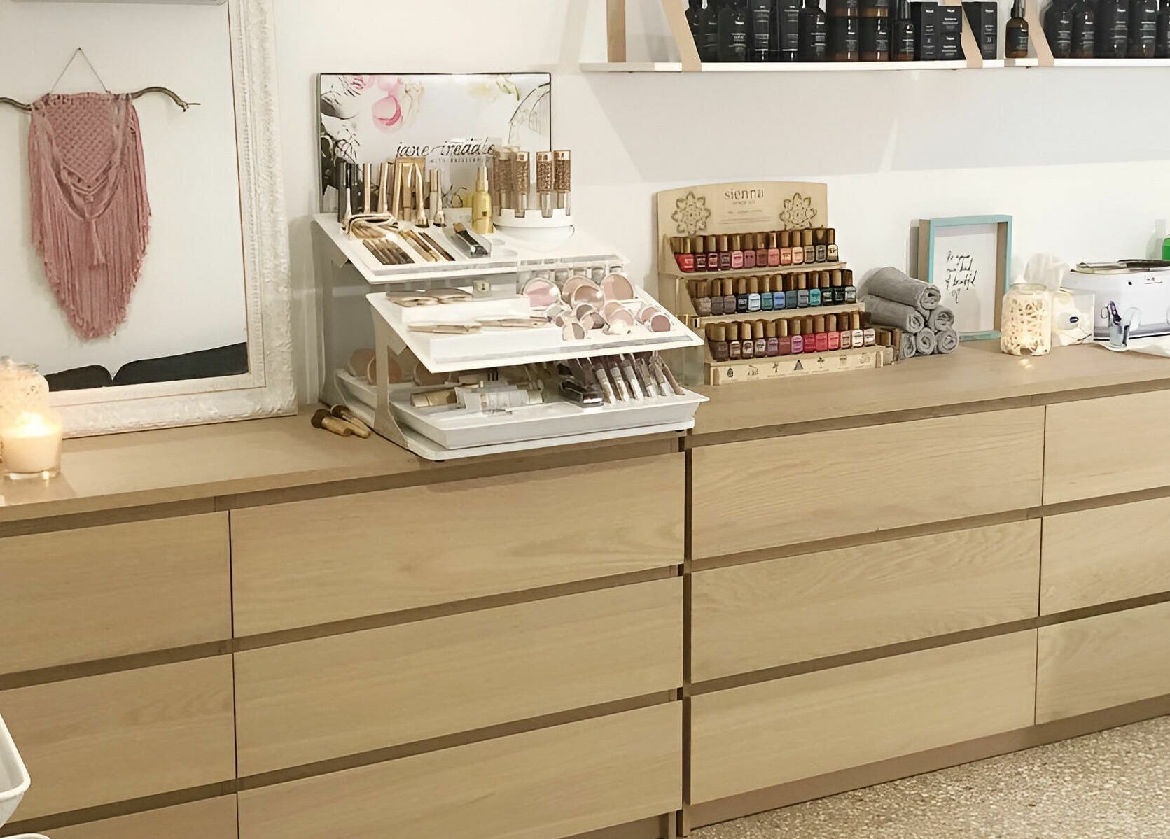 Elegant beauty counter at The Beauty Room Florida Beach, Dawesville, Western Australia, AU.