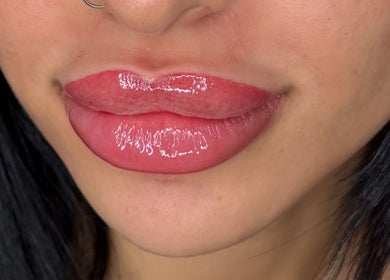 Glossy lips cosmetic tattoo service at CarlyCosmeticTattoo, Manchester, England, GB.