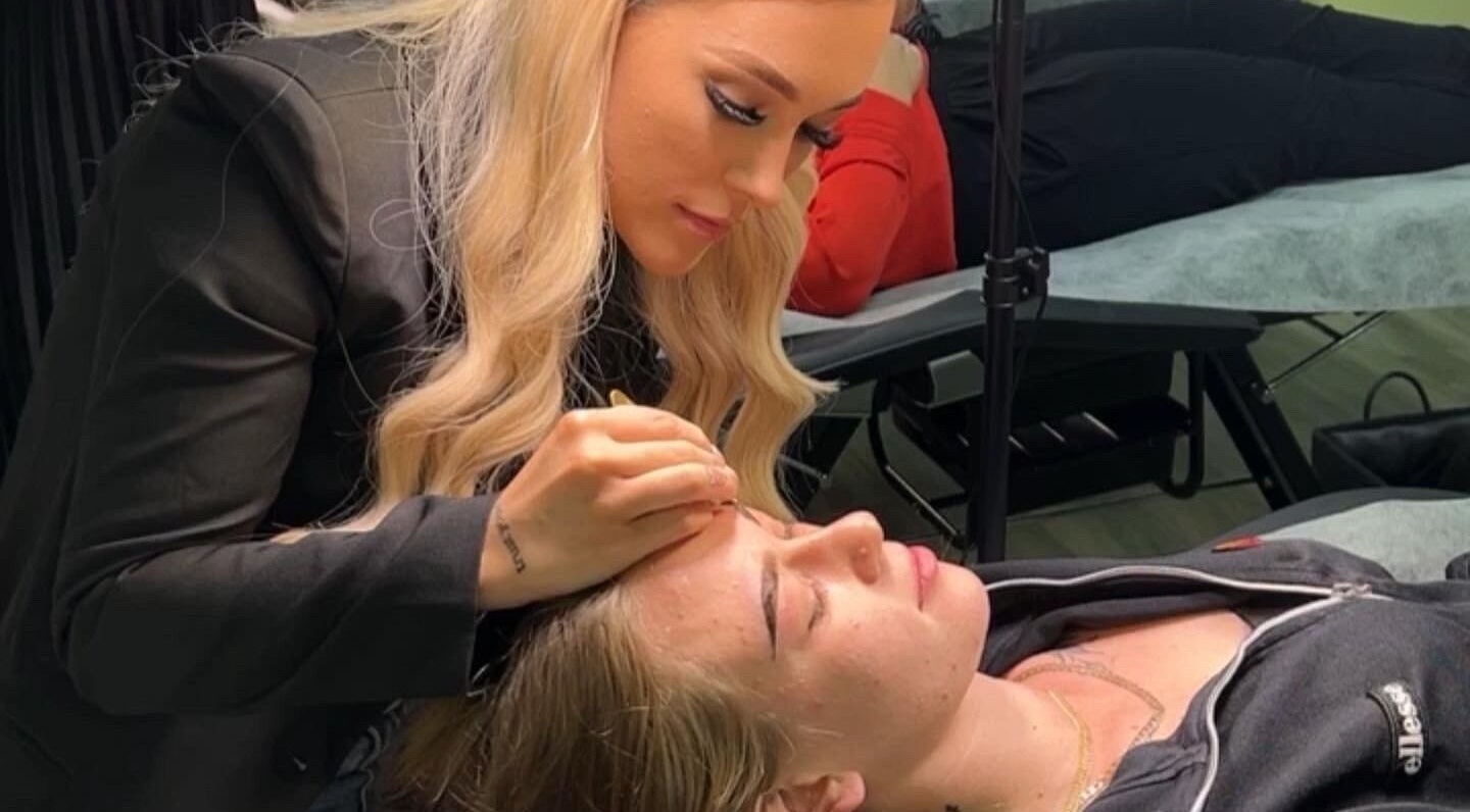 Brow artist at Perfectly Arched in Byford, Western Australia, AU performing precise eyebrow styling.