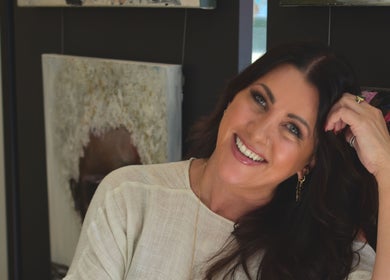 Smiling woman at Sass & Soul Hair Studio, Maroochydore, Queensland, AU.