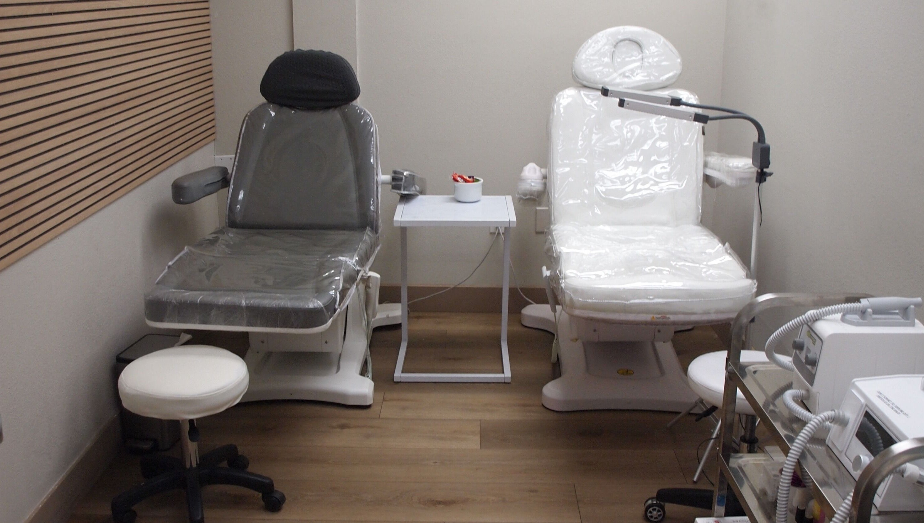 Cozy treatment chairs in European Beauty, Everett, Washington, US, ready for guests seeking relaxation.