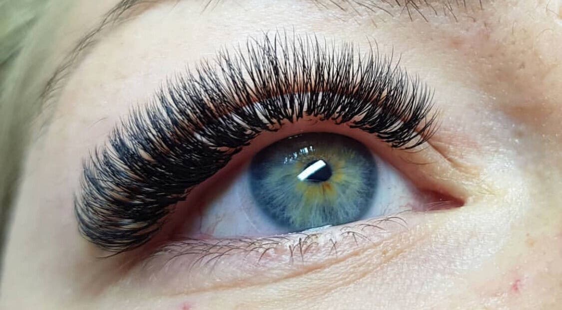 Close-up of voluminous eyelash extensions at Beautify, Stanford-le-Hope, England, GB.