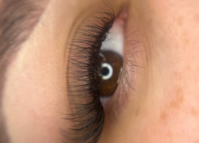 Close-up of elegant eyelashes at Maria Ramos, London, England, GB.