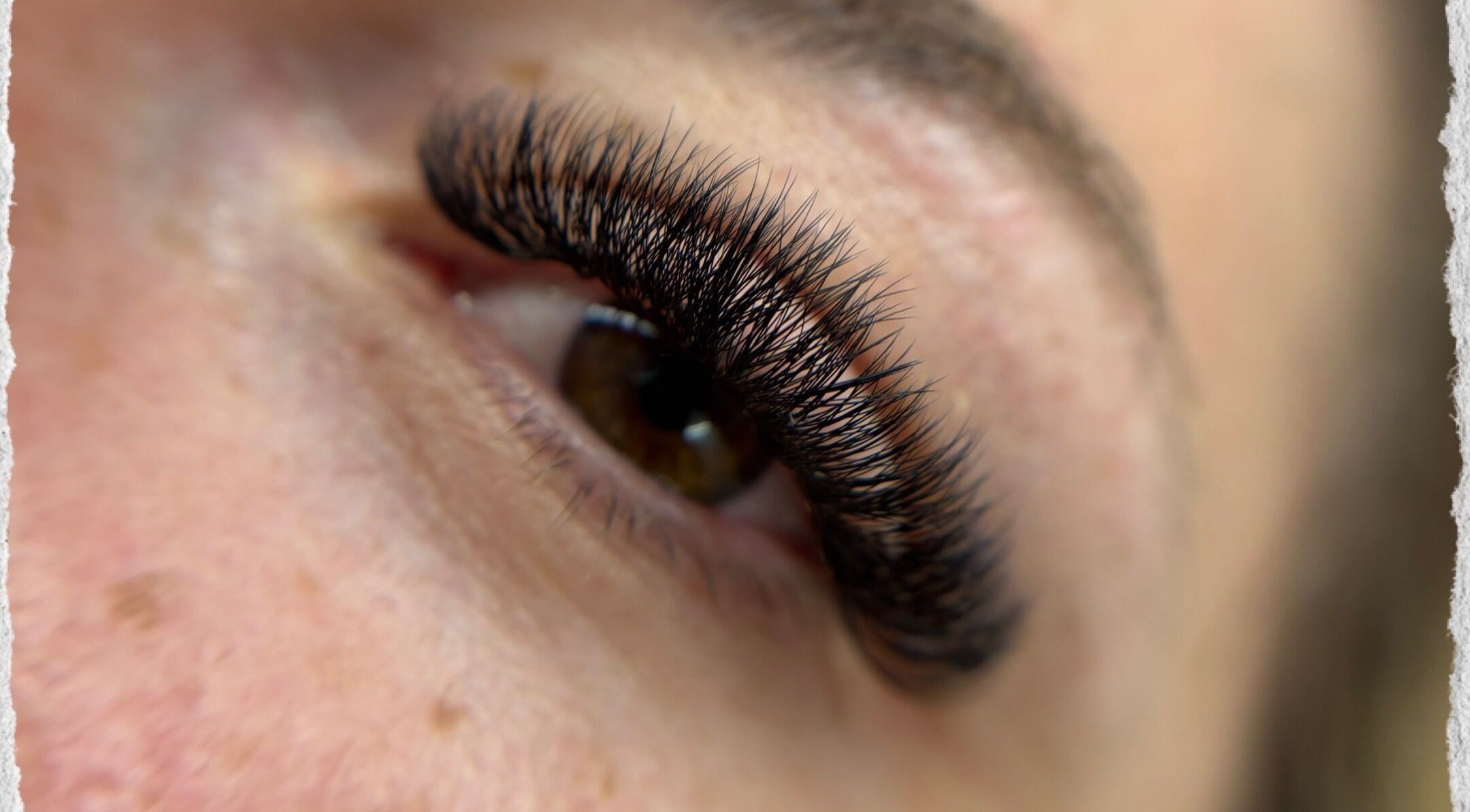 Close-up of detailed eyelash extensions at Pretty by Elisha, Rustington, England, GB, showcasing beauty service.
