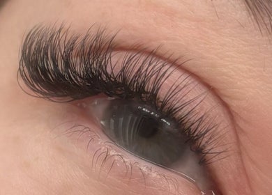 Close-up of eyelash extensions by Jordy Lashed Me, Penwortham, England, GB.