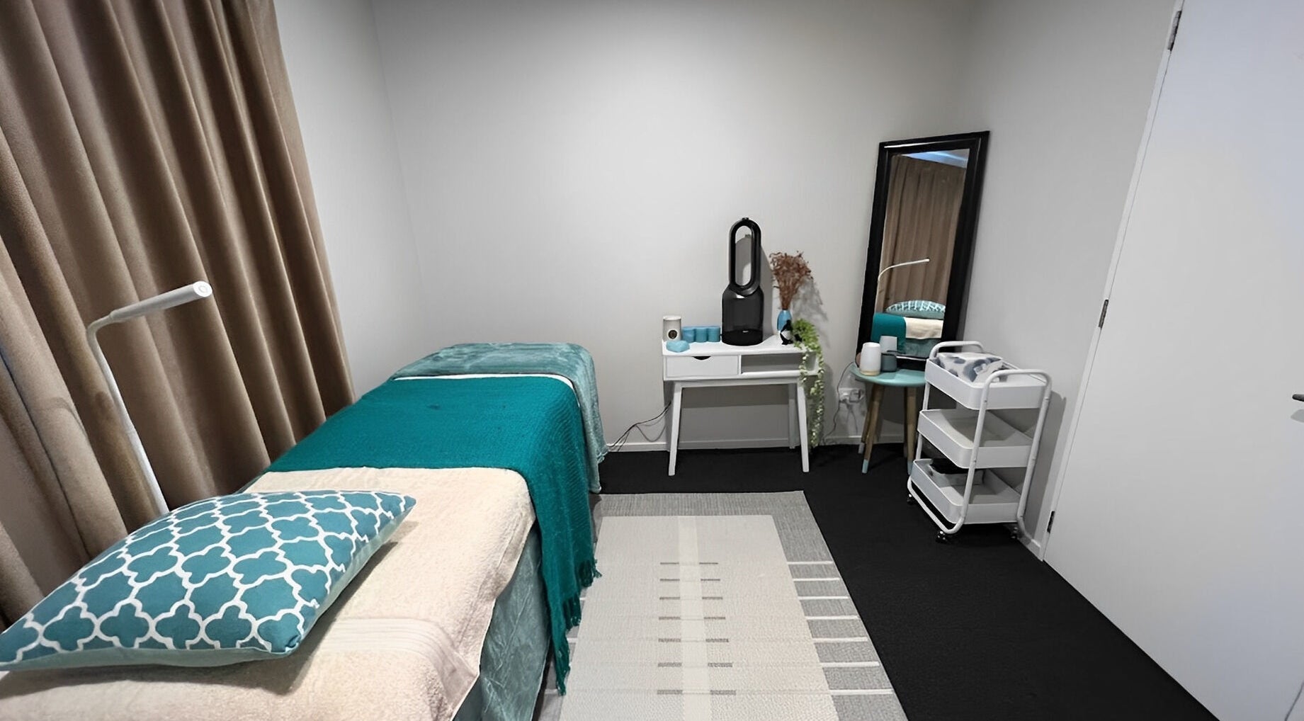 Cozy treatment room at Classy Lash And Beauty Studio in Christchurch, Canterbury, NZ. Elegant and inviting.