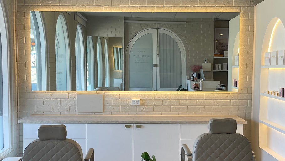 Elegant styling area at Ellie Schon Makeup Artist in Melbourne, Victoria, AU, with modern décor and ambient lighting.