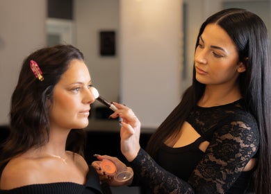Artist applying makeup at Makeup By Courtney Jade / Coco Brows, Melbourne, Victoria, AU.