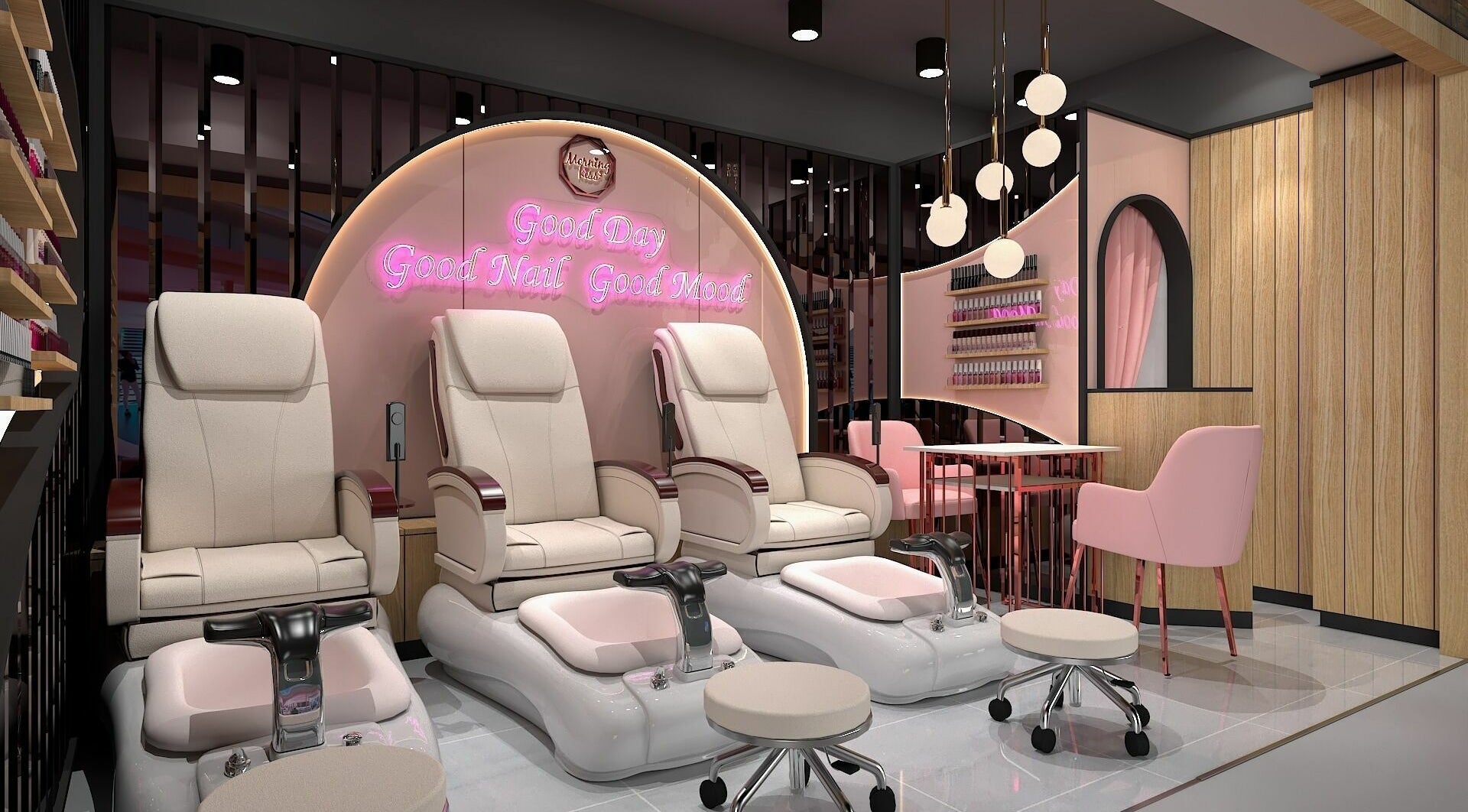 Elegant spa chairs at Morning Kiss #G Floor at Siam Center, Bangkok, Bangkok, TH, ideal for relaxation.