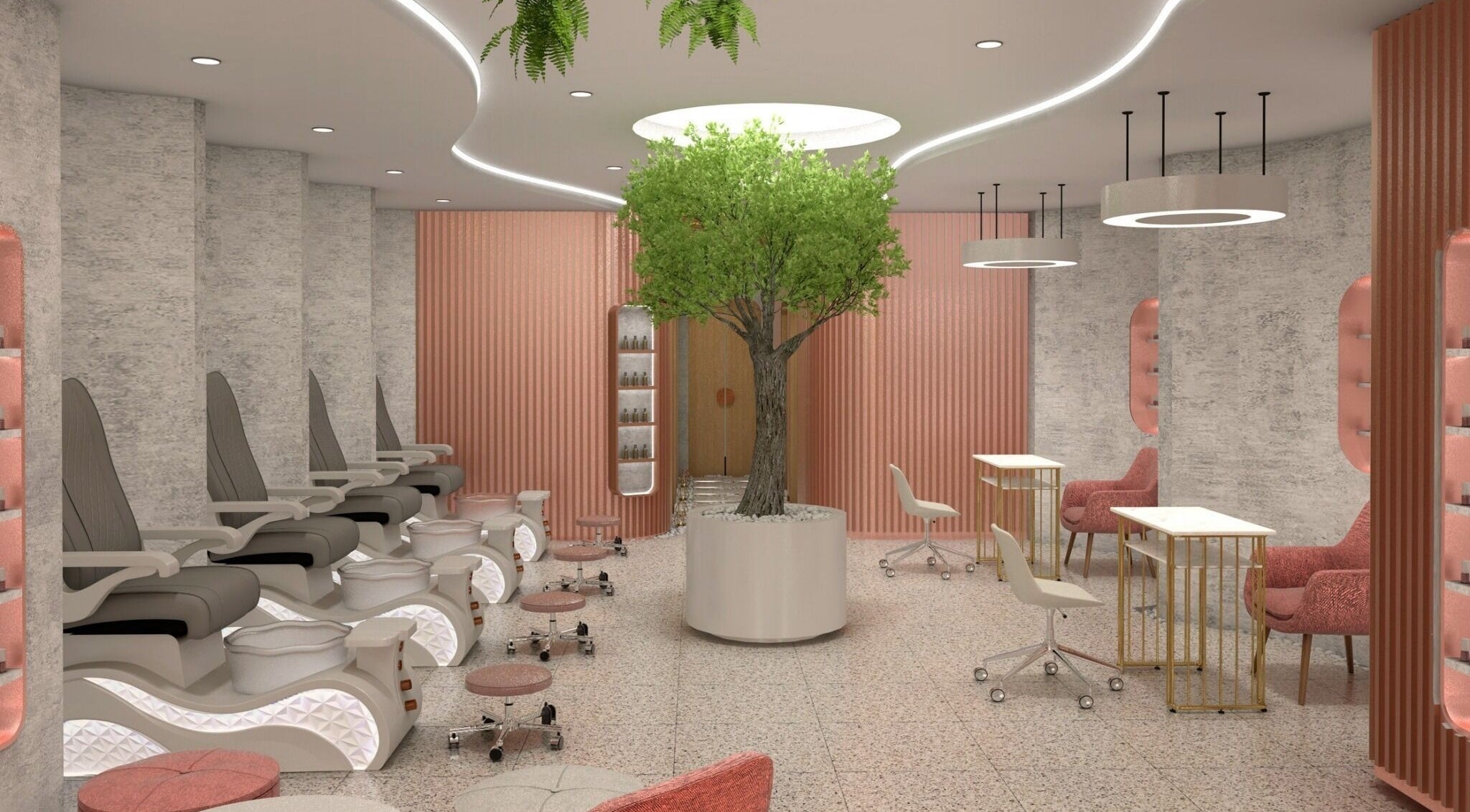 Elegant spa pedicure area at Morning Kiss Beyond 5th Fl at CentralWorld, กรุงเทพมหานคร, TH with modern decor.