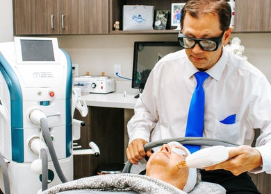 Professional skincare treatment at Oasis Med Spa, Venice, Florida, US, with advanced equipment.