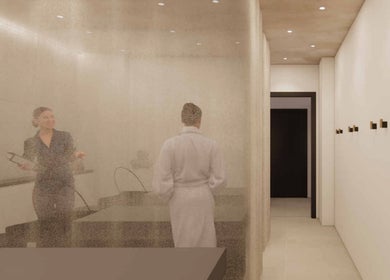 Lux Beauty Bar • Hair Spa in Grimsby, Ontario, CA, features a relaxing treatment area with soothing ambiance.