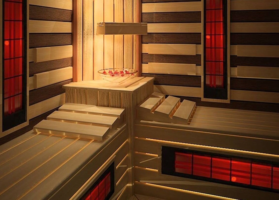 Luxurious sauna at Premier Spa and Aesthetics, T'bilisi, Tbilisi, GE, showcasing elegant wooden interiors.