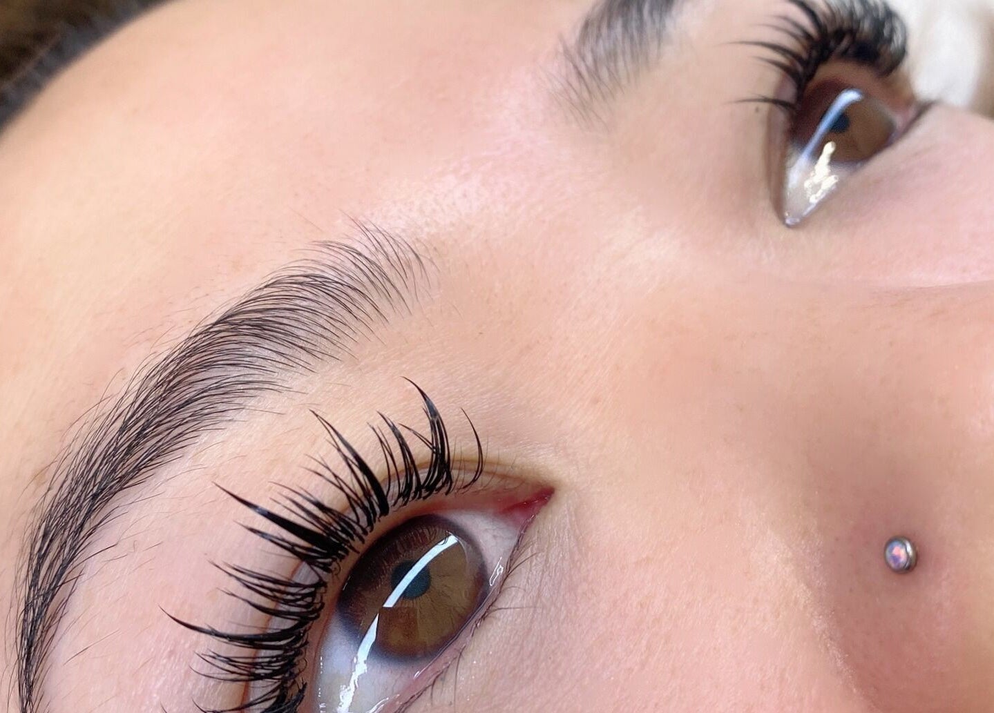 Close-up of expertly applied eyelashes at Blink PN Lash, London, England, GB, showcasing stunning results.