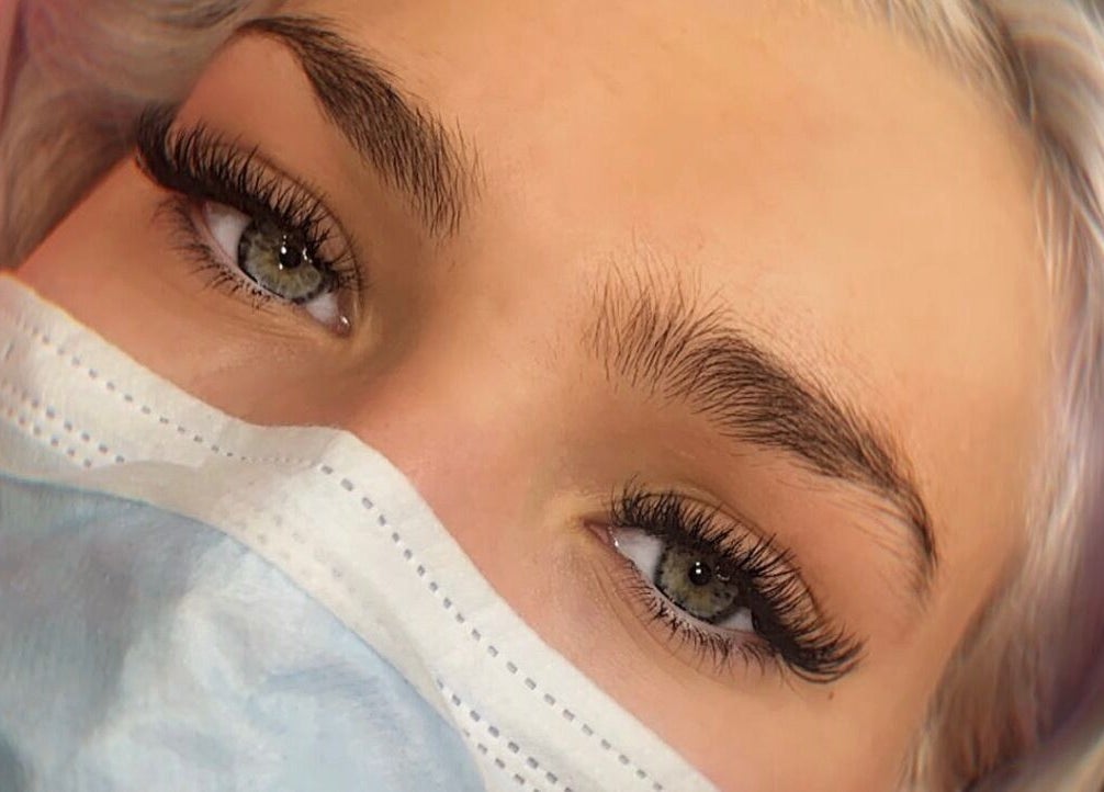 Close-up of styled eyelashes at Enhanced by Hope, South Croydon, England, GB.