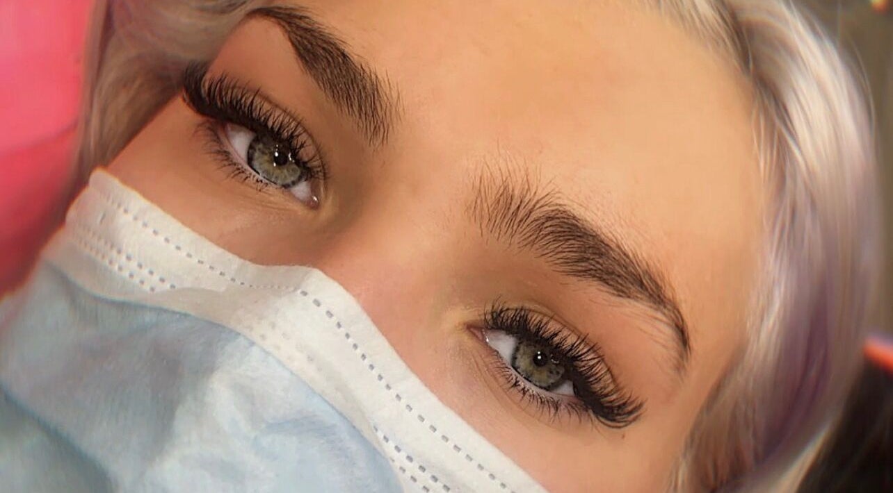 Close-up of styled eyelashes at Enhanced by Hope, South Croydon, England, GB.