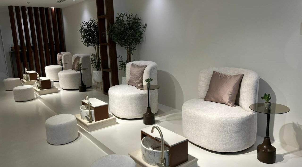Elegant pedicure chairs at Noor Beauty Salon, Dammam, Eastern Province, SA, offering a relaxing atmosphere.