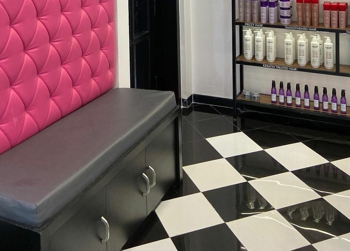 Stylish seating area at Hair Castle - Dombivali, showcasing colorful design in Dombivli, Maharashtra, IN.