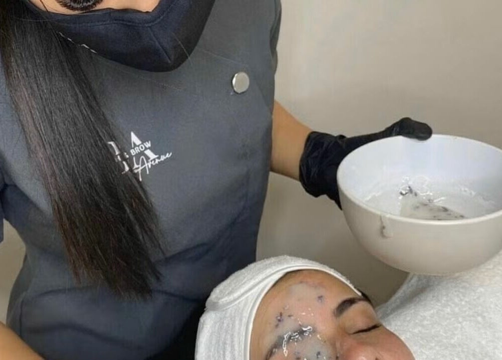 Professional brow treatment in progress at Lash and Brow Avenue - Liverpool, New South Wales, AU.