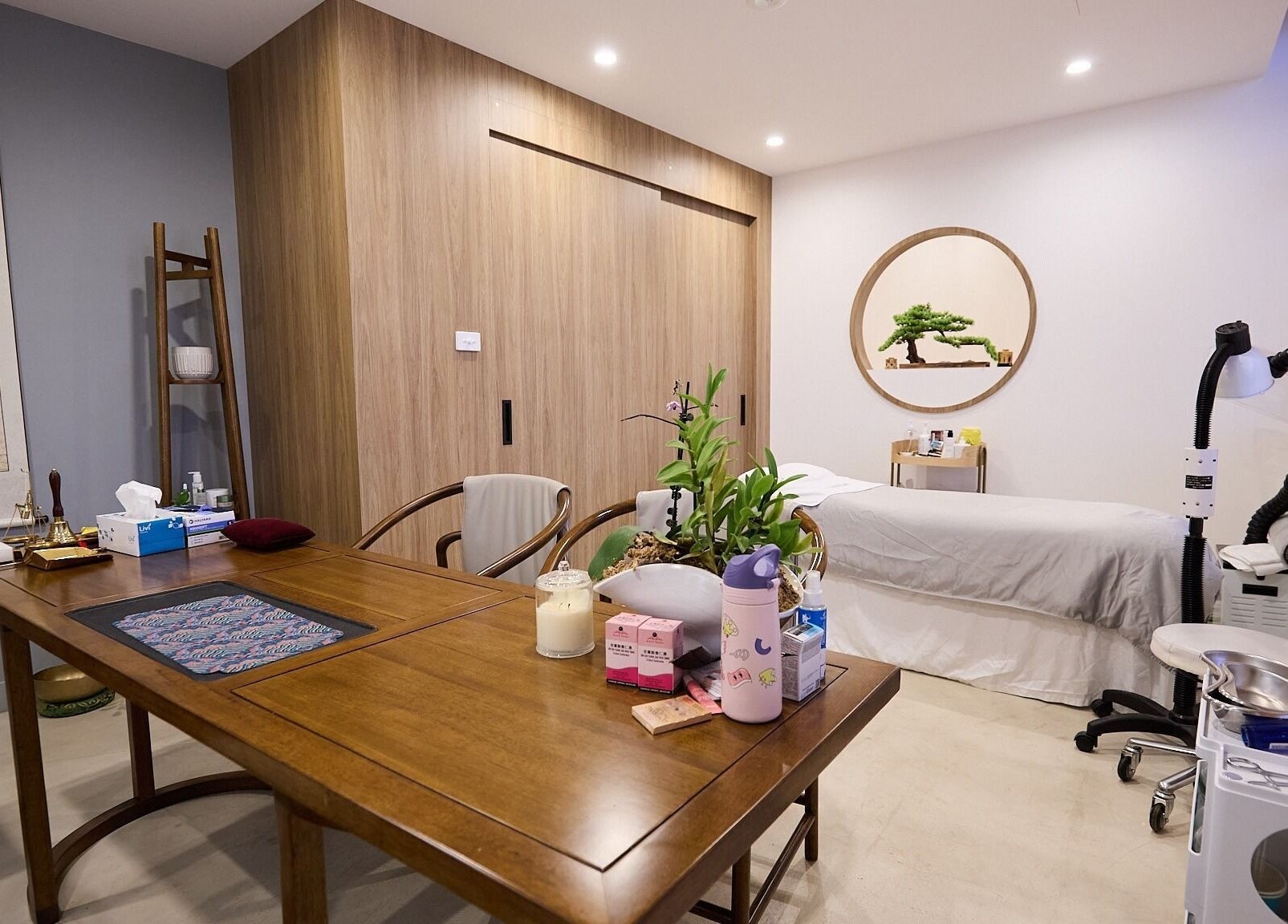 Serene treatment room at Lumiere Spa and Wellness in Haymarket, New South Wales, AU, featuring elegant decor.