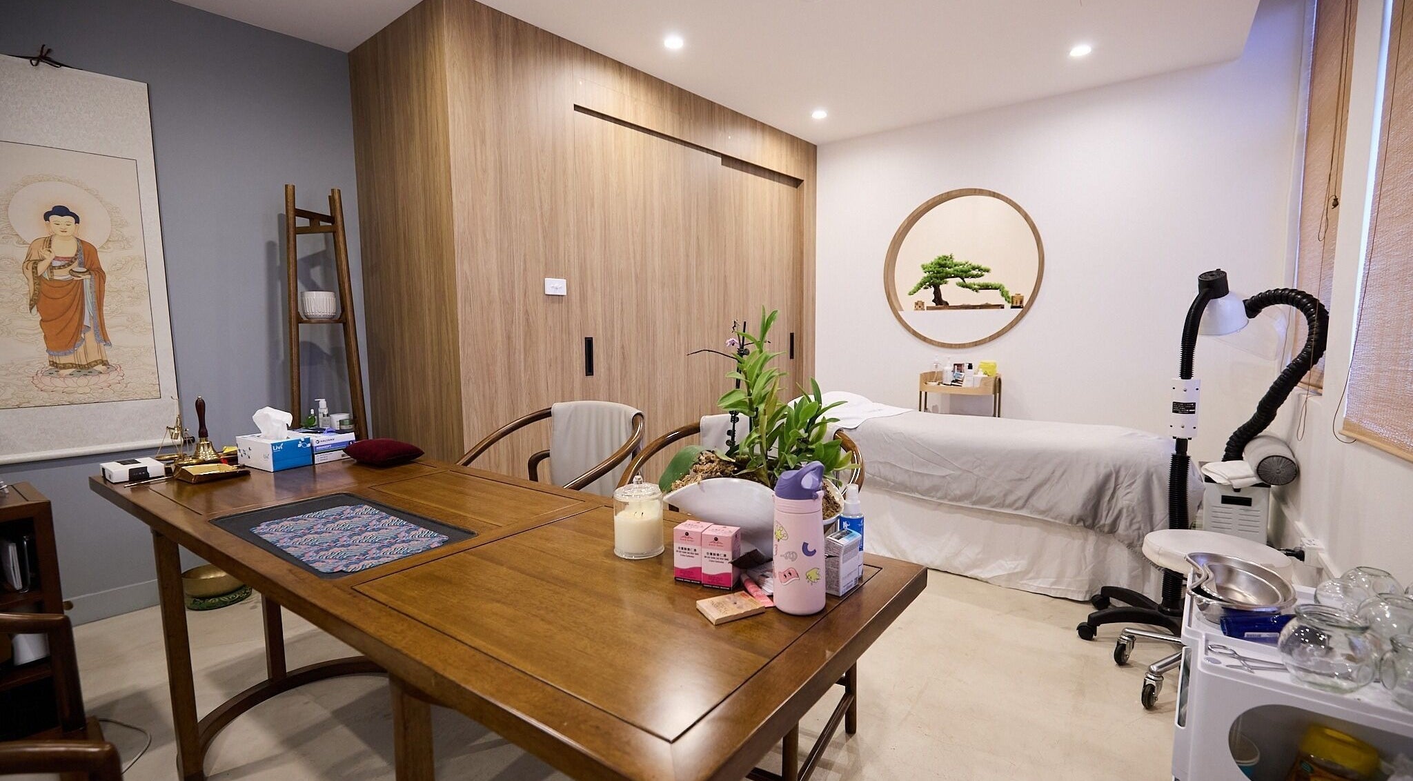 Serene treatment room at Lumiere Spa and Wellness in Haymarket, New South Wales, AU, featuring elegant decor.