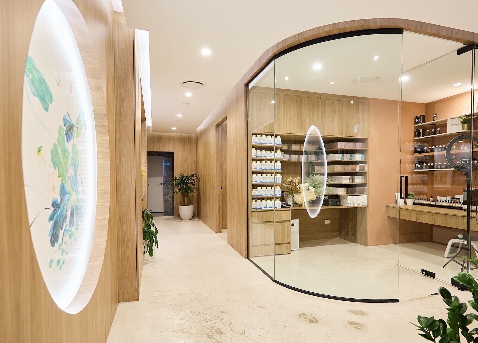 Elegant interior of Lumiere Spa and Wellness in Haymarket, New South Wales, AU, showcasing modern design and products.