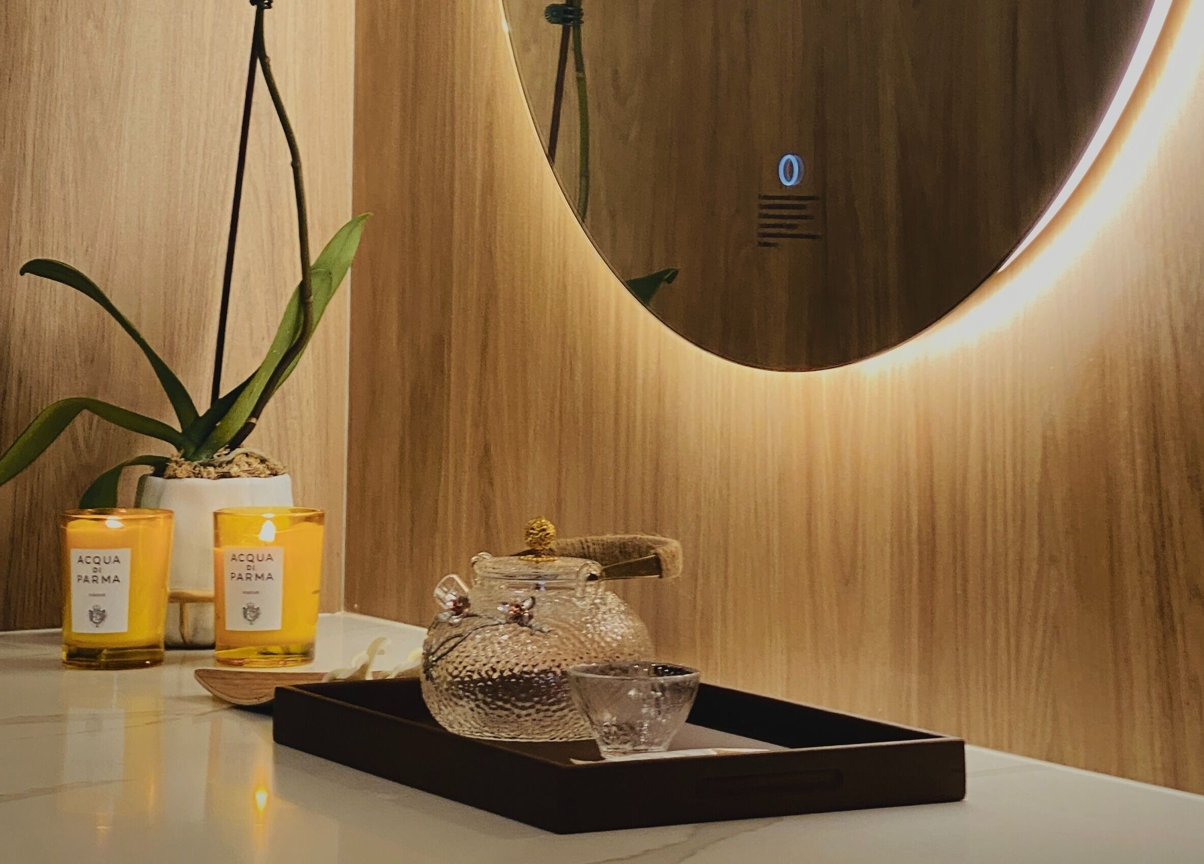 Elegant spa ambiance with candles at Lumiere Spa and Wellness, Haymarket, New South Wales, AU.