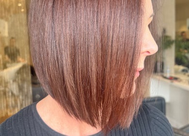 Close-up of sleek bob hairstyle at Valori Hair, Melbourne, Victoria, AU, showcasing stylish precision cut.