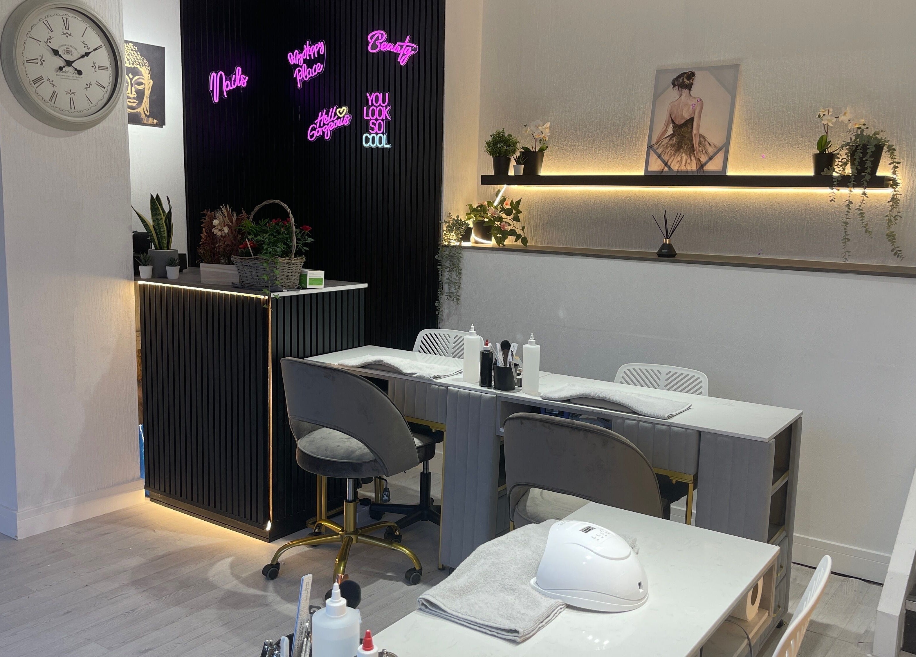 Chic nail station at Radcliffe Nails and Spa, Radcliffe, England, GB with classy decor and inviting ambiance.