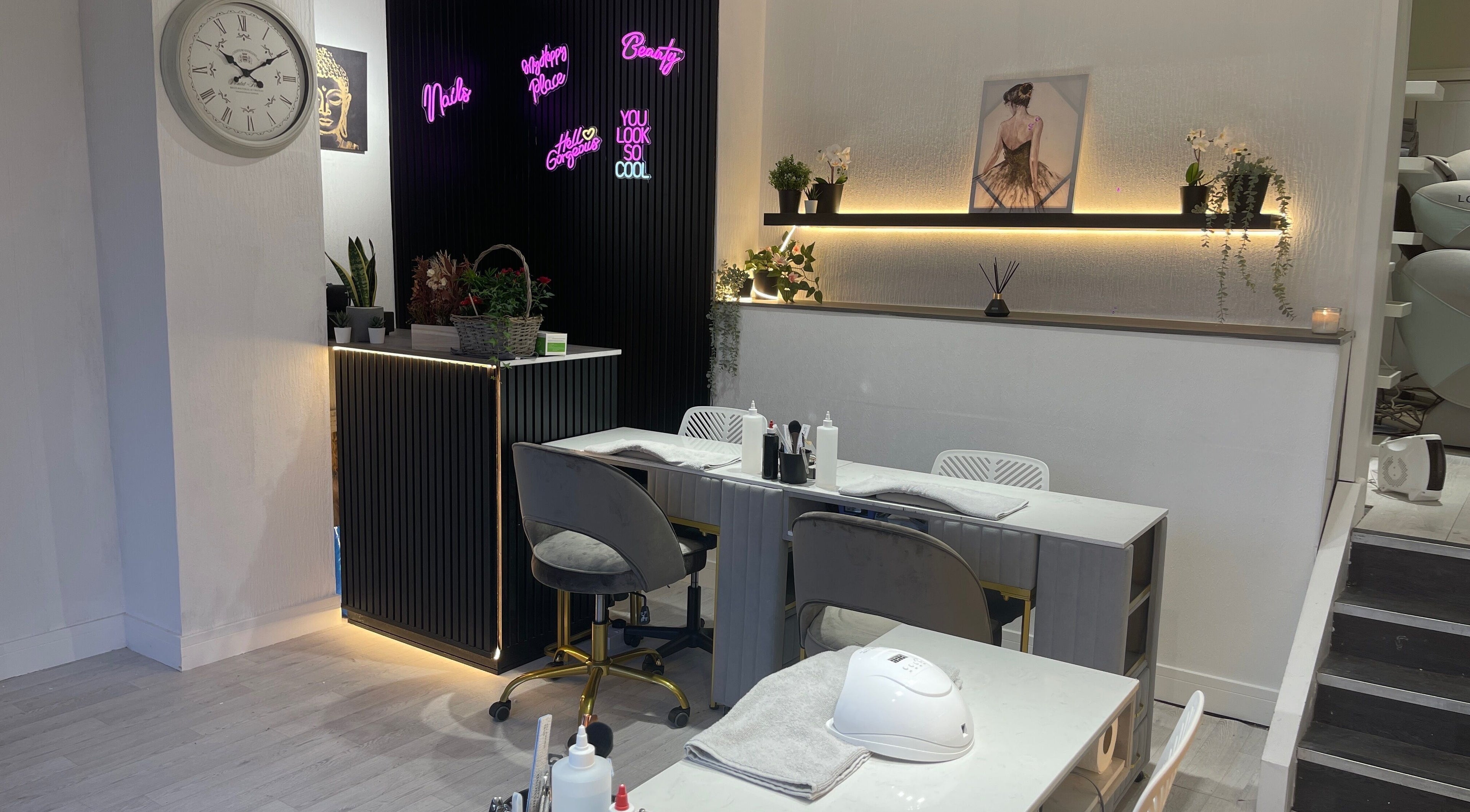 Chic nail station at Radcliffe Nails and Spa, Radcliffe, England, GB with classy decor and inviting ambiance.