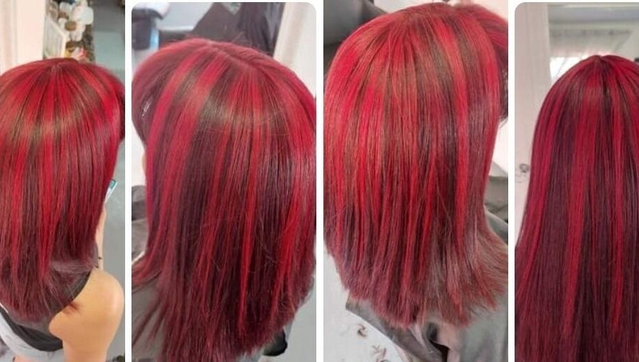 Vibrant red hair makeover at Carla Wernars Hairdressing, Alberton, Gauteng, ZA. Stunning color transformation.