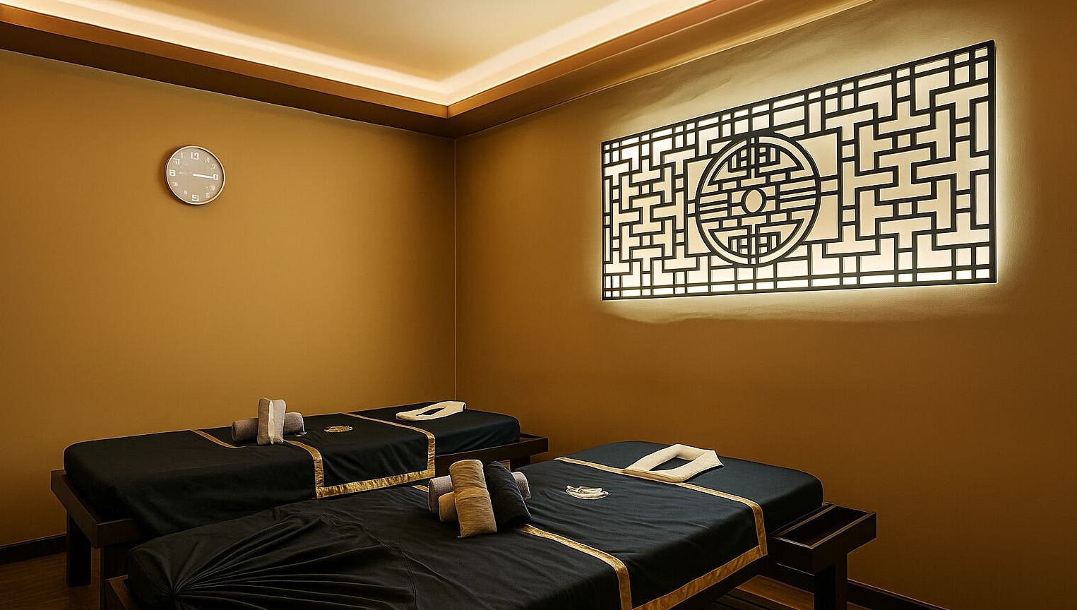 Elegant therapy room with two massage tables at Grand Majesty Day Spa in Batam, ID.