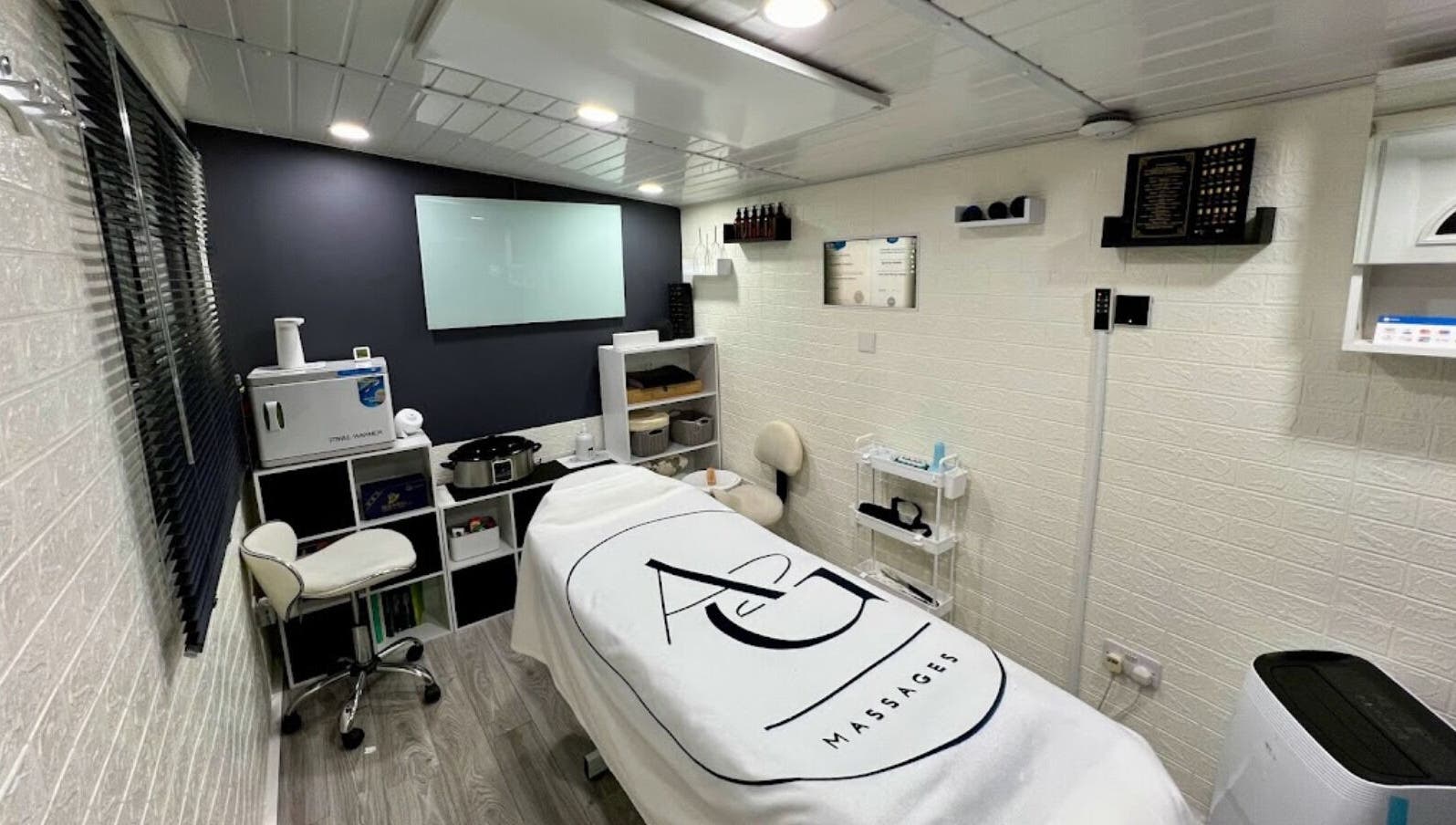 AG Massages treatment room in Ash Vale, England, GB with a modern, soothing design and relaxing ambiance.