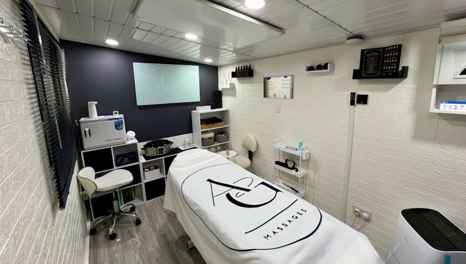 AG Massages treatment room in Ash Vale, England, GB with a modern, soothing design and relaxing ambiance.