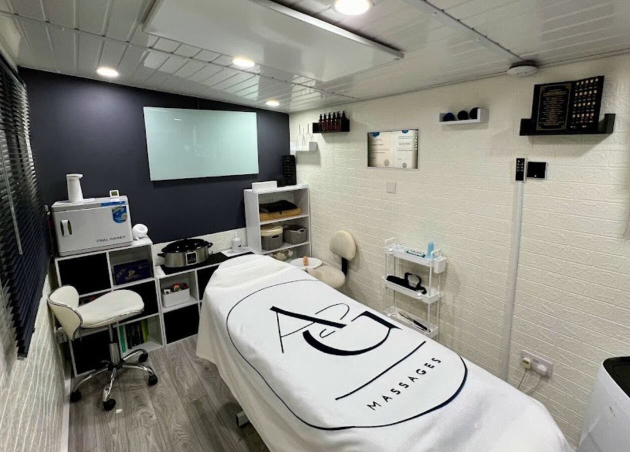 AG Massages treatment room in Ash Vale, England, GB with a modern, soothing design and relaxing ambiance.