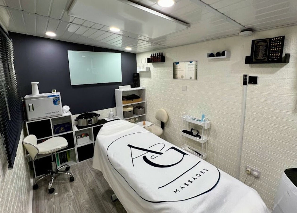 AG Massages treatment room in Ash Vale, England, GB with a modern, soothing design and relaxing ambiance.