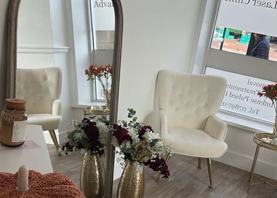 Elegant seating and decor at By Leah, Whitley Bay, England, GB. Modern, cozy beauty and wellness atmosphere.