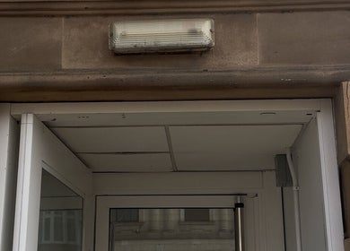 Entrance to By Leah at Whitley Bay, England, GB, showcasing modern architecture.