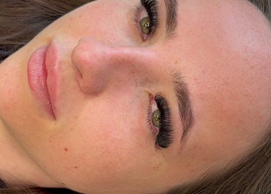 Close-up of long lash extensions at By Leah, Whitley Bay, England, GB, showcasing professional beauty results.