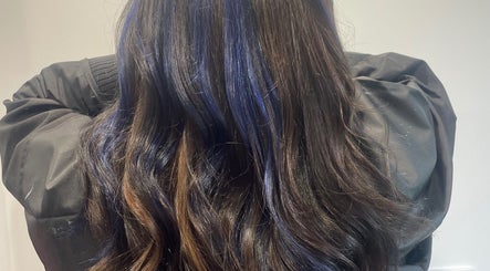 Beautiful dark hair with blue highlights at Obsessed - Hair By Michelle, Rotorua, Bay Of Plenty, NZ.